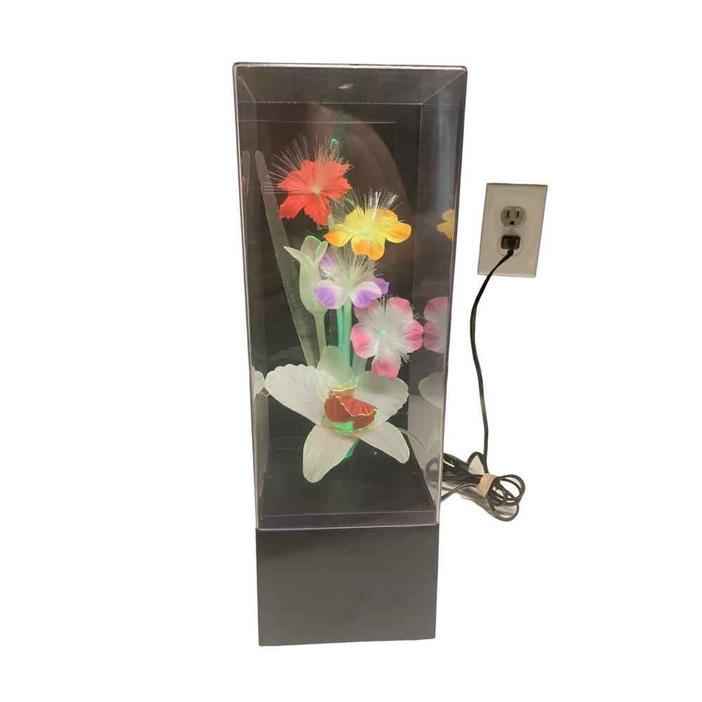 Vtg Fiber Optic Flowers Lamp Light Music Box Colorful YS-335M 1984 Yirng Shehng